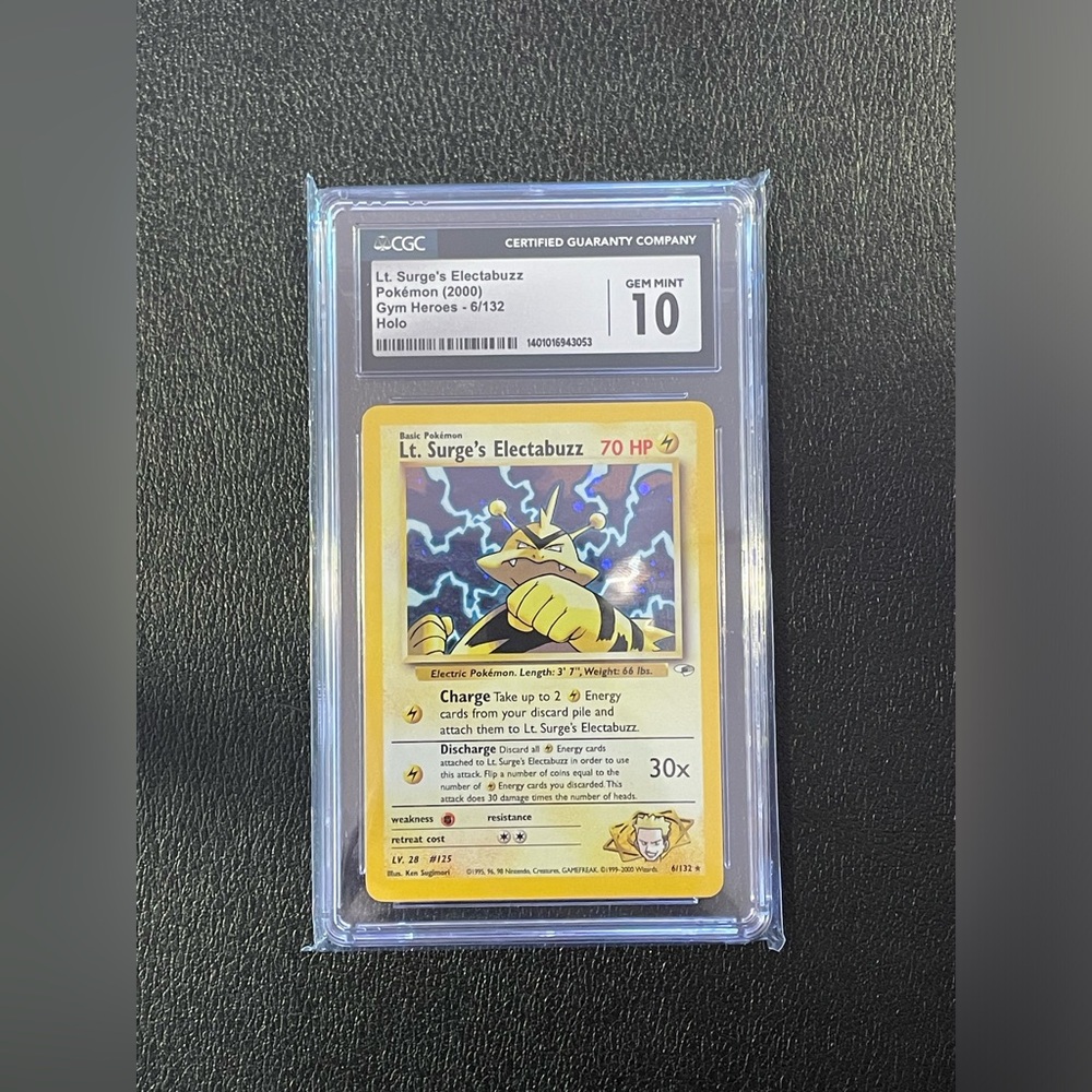 Lt Surge’s Electabuzz 6/132 Gym Heroes Holo CGC 10